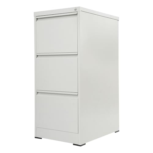 Archivador de metal con cerradura con llaves para uso doméstico en la oficina, color gris y blanco, espacioso, 46 x 62 x 103,1 cm, ideal para archivadores