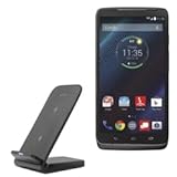 BoxWave Charger Compatible with Motorola Droid Turbo - Wireless QuickCharge Stand (15W), Desktop Viewing Qi Wireless Charging - Jet Black