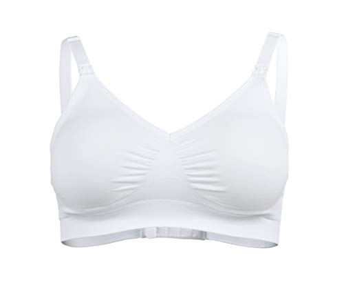 Medela, Comfy, Reggiseno Gravidanza e Allattamento, con Fascia Super Elastica, Tessuto Leggero e Traspirante, si Adatta al Seno, Crea una Silhouette Gradevole, Taglia L, Bianco