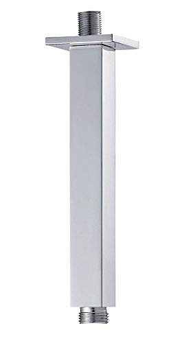 Kibath 474311 Brazo de Ducha Altura 17cm. Soporte para duchón rociador Fijo. De Formas rectangulares y cuadradas para anclados a Techo, Cromo Brillo