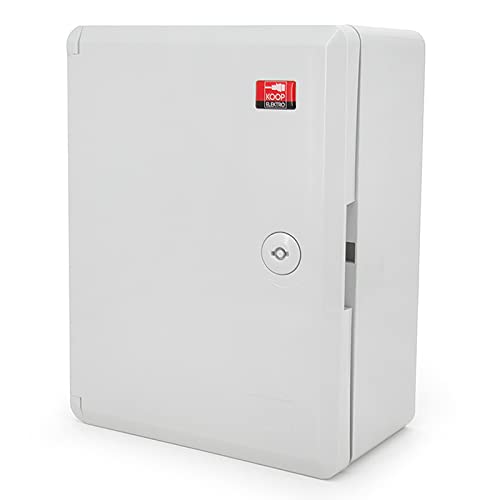 Armoire de commande industrielle KOOP ELEKTRO IP65 - ABS gris clair - Contient : partie inférieure, porte, plaque de montage, fixations murales, verrou - 220 x 310 x 140 mm