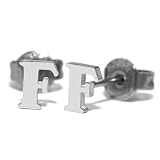 [凛りん] ピアス 金属アレルギー対応 つけっぱなし イニシャル サージカルステンレス 両耳用 2個セット (F)