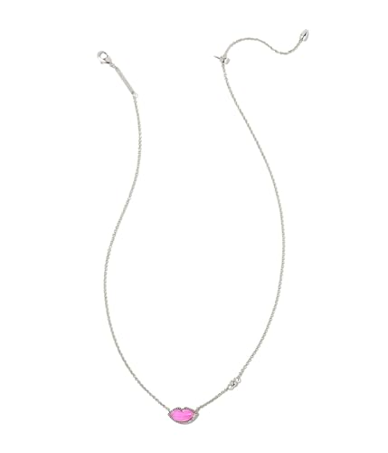 Kendra Scott Womens Lips Pendant Necklace Silver Hot Pink Mother Of Pearl One Size