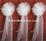 White Tulle Wedding Pew Bows Church Decorations Set of 14 8"x22"