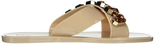Yoki-Mitex-13 Flat Jelly Eva Sandals With Stone Design On Upper, Nude, 6 M Us #TOP5