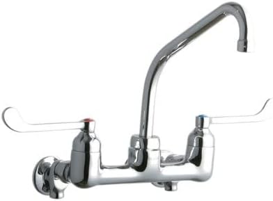 Elkay LK940HA08T6S Foodservice 8" Centerset Wall Mount Faucet with 8" High Arc Spout 6" Wristblade Handles 1/2"" Offset Inlets Stop