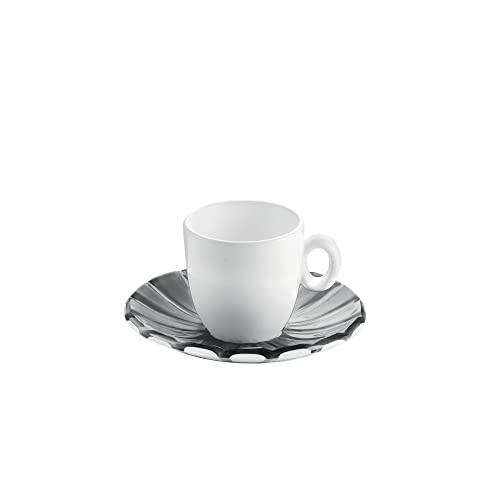 Guzzini - Grace, Set 2 Tazzine Caffè in Porcellana - Grigio Cielo, 25 x 17 x h9 cm - 28740092