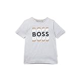 [BOSS] [ボス] キッズ レギュラーフィット Tシャツ コットン ロゴ プリント 140 グレー