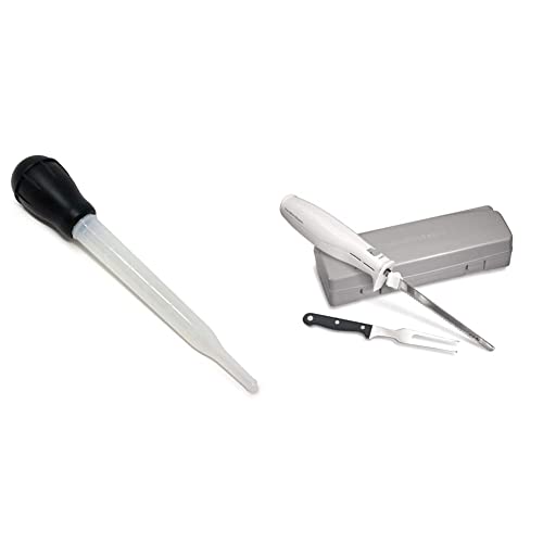 Norpro Plastic Nylon Baster, 1 Ea, Black & Hamilton Beach Electric Knife For Carving Meats, Poultry, Bread, Crafting Foam & More, With Reciprocating Serrated Stainless Steel Blades, White #TOP6