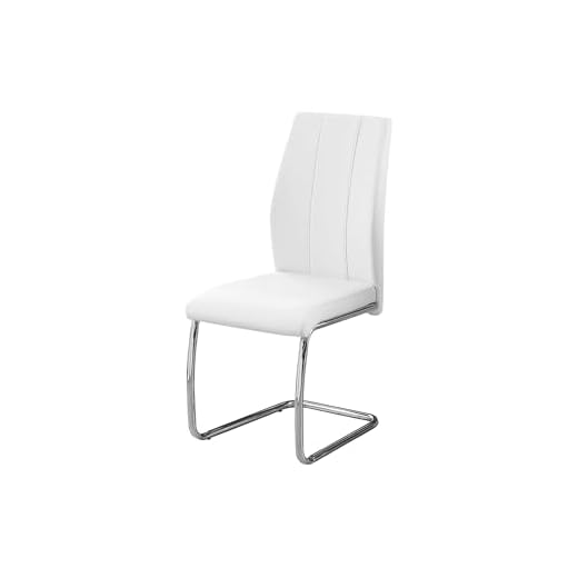 Monarch Specialties 2 Piece DINING CHAIR-2PCS/ 39" H/WHITE LEATHER-LOOK/CHROME, 17.25" L x 20.25" D x 38.75" H
