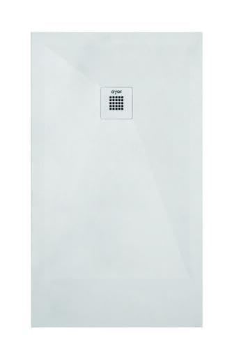 ONDÉE, Receveur Rectangulaire NOLA3, Antidérapant, Texture Imitation Pierre, Grille d’écoulement, Fabrication Européenne, Découpable, Antibactérien,...