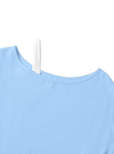 Image of Girls Off The Shoulder Tops Asymmetrical Short Sleeve Crop Top Cute Summer Tee Shirts