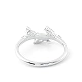 BWDHJLEY Anillo de moissanita para mujer, alianzas de boda vintage con hojas de oro, anillo de compromiso, anillo de compromiso de oro amarillo real de 9 quilates, J 1/2, Oro blanco de 18 quilates