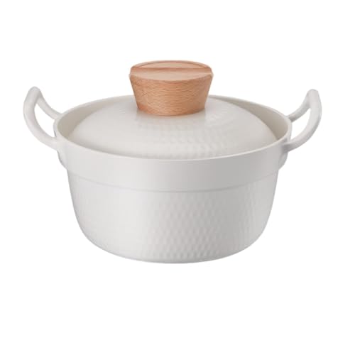 Vzqr ラーメン鍋 一人用 ホーロー鍋 IH対応 蒸し器付き ラーメン調理 煮込み 蒸し 青 (白いラーメン鍋)