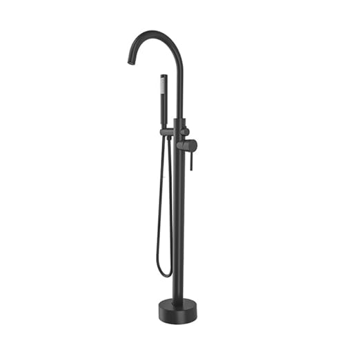Robinet de baignoire sur pied blanc avec mitigeur douche col de cygne MOCHAMIK