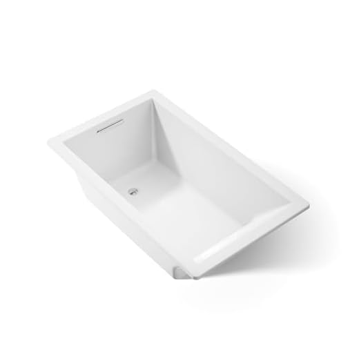 KOHLER K-1848-0 Underscore Rectangle 60-Inch x 36-Inch drop-in bath with end drain, White