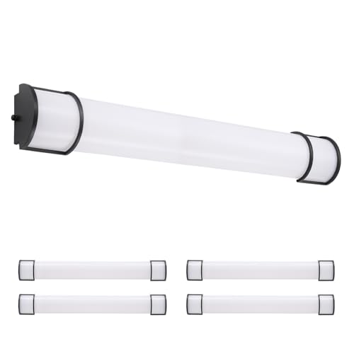 Image of ASD LED 36 inch Vanity Flush Mount Light Fixture, Linear Bathroom Lighting Bar | 3CCT, Dimmable, Energy Star, ETL Listed | 30W 2650LM 3000-5000K 120V | Long Bath Wall Sconce Over Mirror | Black, 4 Pack