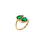 FuYuland Stainless Steel 18k Gold Plated Green Cubic Zirconia Ring Set – Adjustable Hypoallergenic Stackable Jewelry for Birthdays, Anniversaries & Everyday Wear(style2)