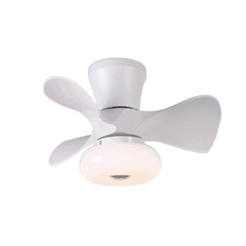 CCZRD Lámpara Ventilador Techo Simple Macaron lámpara nórdica amarillo Rosa corona Led ventilador de techo APP Control ventiladores luz niños Rooom Velocidad Ventilación Agradable Luz(White color)