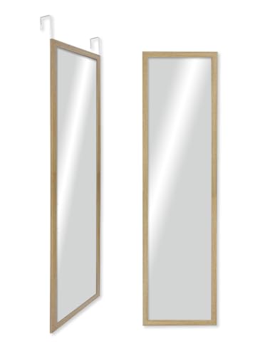 CHELY INTERMARKET MOD19300 Espejo De Puerta Cuerpo Entero Haya Estilo Moderno Minimalista 30x120cm Ideal para Vestidor Entrada Diseño Vertical con Kit De Colgar Montaje Fácil Madera Ingenieria