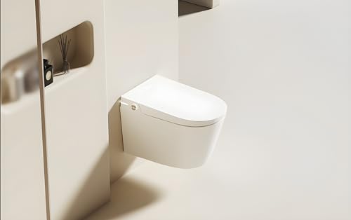 Image of Wall-Mounted Smart Toilet, Electronic Bidet Seat, Modern White