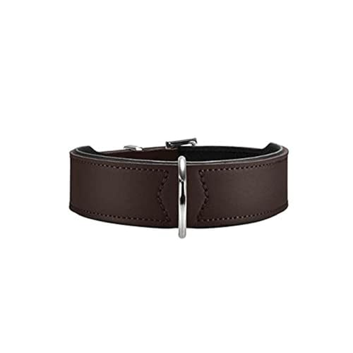 HUNTER Hundehalsband BASIC, Farbe: braun/schwarz, Pflegeleichtes Spaltleder, Raffinierte Nahtführung, Dezentes Design, Größe: 60