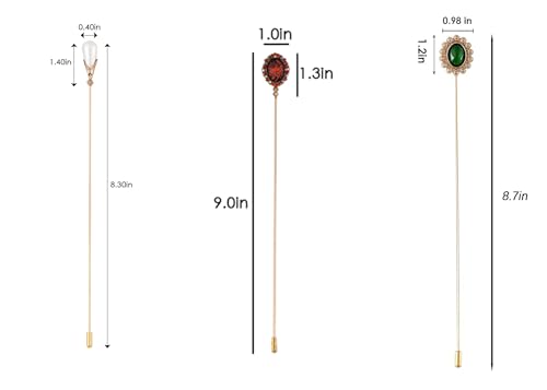Image of Alilang Classic Vintage 3Pcs Hat Brooch Pin Set with Rhinestone and Pearl Accents for Scarves and Hats Lapel Pin Accessories