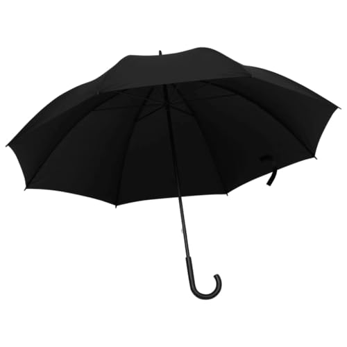 Paraguas de lluvia negro de 130 cm grande con estructura reforzada para tormentas