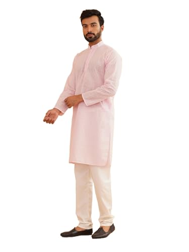 Image of Sojanya (Since 1958 Motifs Embroidered Thread Work Pure Cotton Straight Kurta With Churidar