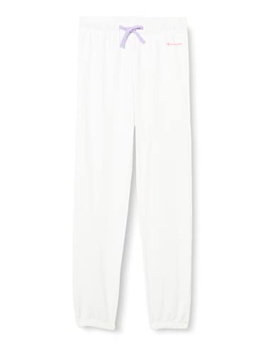 Champion Legacy C Powerblend Elastic Cuff Pantalones Deportivos, Color Blanco, 7-8 años Niñas y Chicas