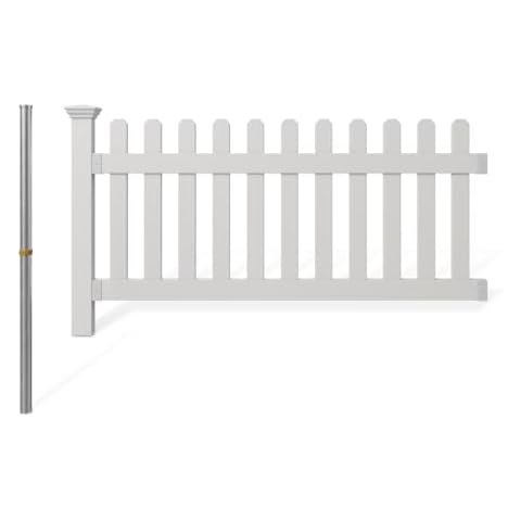 3ft H x 6ft W (1 Panel + 1 Post) No Dig WamBam Newport Fence Kit, White Vinyl Picket Fence, Easy Install Outdoor Fence for Backyard or Patio, DIY Decorative Fencing, ZP19002 Cover