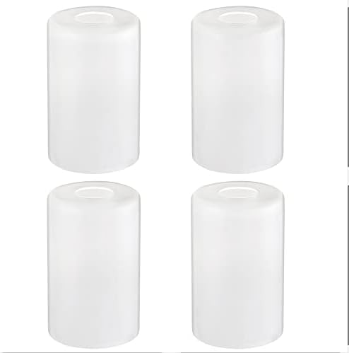 Eidonta 4 Pack White Frosted Glass Shades Replacement, 5.9in Height, 3.9in Diameter, 1.65in Fitter, Cylinder Glass Shade Covers Replacement Globe for Chandelier Pendant Wall Sconces Light Fixtures