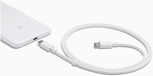 Image of Google Pixel Original Type C to Type C Mobile Data Charging Cable for Pixel 8 Pro /8 /8A /7 Pro /7 /7A /6 Pro /6 /6A /5 /ChromeBook Laptop /Buds /and Other USB C Device Support for Nothing Phone 2 /1, 30W - White