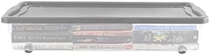 VTL® 2 X 45 Litre Under bed Box Large Plastic Storage Box Container Wheels Clear Box / Grey Lid