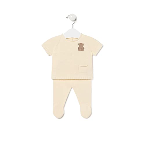 TOUS BABY - Conjunto 2 Piezas Tricotosa Manga corta Primera puesta. (Tricot-1601 Crudo, 0-1 Mes)