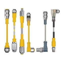 Turck RKCV 4.4T-10-RSCV 4.4T/S90 Cordset, M12, Female Straight to Male Straight, 4 Wire, 10 Meter, TPU, Yellow