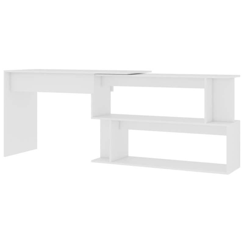 Eleganz Escritorio esquinero blanco 200 x 50 x 76 cm de material de madera – Mesa de oficina ahorra espacio para oficinas grandes, duradera y estable – Solución ideal para trabajos ergonómicos