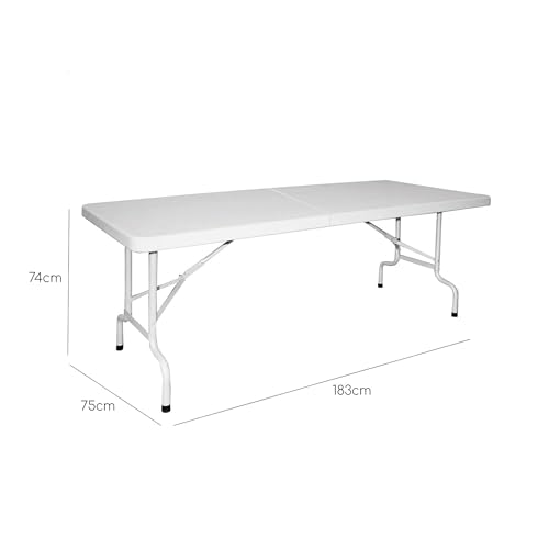 Mesa plegable de 180cm portátil con estructura metálica resistente para eventos 3