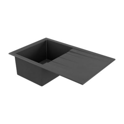 GoodHome Keluak - Évier de cuisine en résine noir mat 1 bac encastrable avec égouttoir