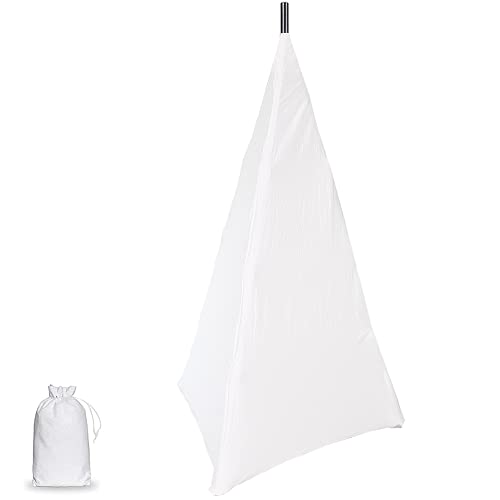 1 funda para altavoz de piso, color blanco Skyour elástico Spandex de 3 lados, triangular, soporte para trípode, soporte para trípode, cubiertas para bodas, banquetes, eventos (1)