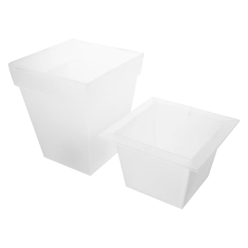 TOVINANNA Pot de Fleurs Lumineux Solaire Carré en Plastique Étanche Lumière Blanche Jardinière Extérieure Décorative pour Jardin Terrasse et Pelouse Éclairage D’Ambiance Solaire