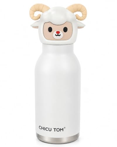Image of 480ml Stainless Steel Sipper Water Bottle with Straw | Leakproof Animal Sipper Bottle | Reusable Drinking Bottle for School, Travel & Daily Use (Sheep)