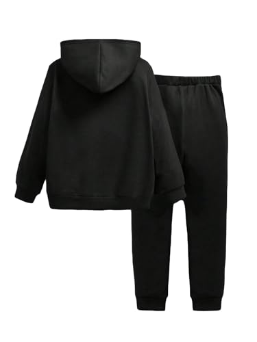 SweatyRocks Boy's Two Piece Outfits Letter Print Full Zip Long Sleeve Hoodies and Sweatpants Set2