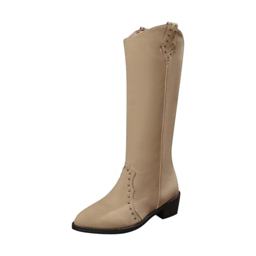 Bottes hautes pour femme à bout rond et talon bas décontracté