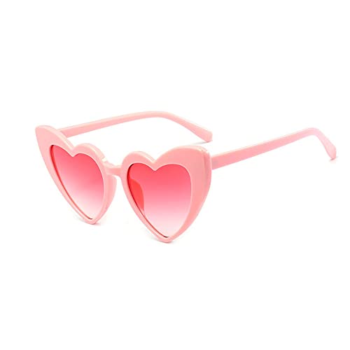 Women Fashion Goggle Heart Sunglasses Vintage Love Heart Shaped Sunglasses Cat Eye Mod Style Style Retro Glasses (Pink, Pink)
