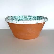 Catino gocciolato verde ramina in ceramica cm31x h 14