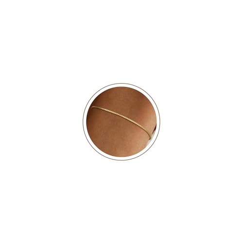 SLOONG Gold Bracelets for Women Trendy, 14K Real Gold Plated Dainty Stackable Simple Box Chain Bracelets, Layered Waterproof Jewelry Gift for Women