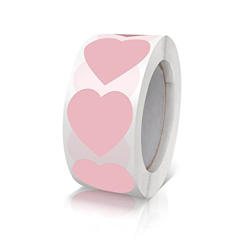 Meitaat Heart Stickers Pink 2.5 cm Valentines Day Love Shape Labels Roll Waterproof Removable for Craft Envelopes Boxes Gift Tags Bags Wedding 500 PCS