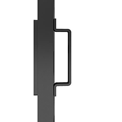 Image of 42 in. x 84 in. 3 /4 Lites Frosted Glass Black Steel Frame Interior Barn Door with Sliding Hardware Kit and Door Handle