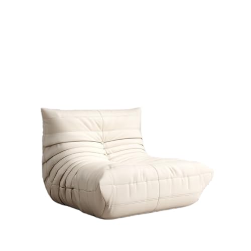 レイジーソファ ソファベッド、一人暮らし 椅子 シングルソファ Demanca 特大 防水加工 おしゃれ 低反発 軽量 北欧風 畳対応 (マイクロファイバーレザー,ベージュ)